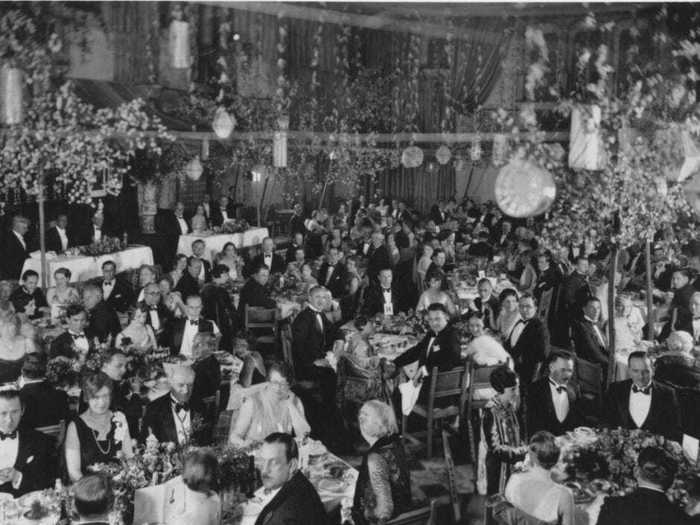 The ceremony for the first ever Academy Awards was held in 1929 in the Blossom Room of the Hollywood Roosevelt Hotel in Hollywood, California.