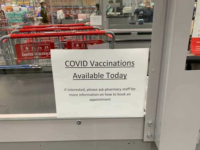 Signs posted all around the store also encourage customers to ask about vaccine appointments.