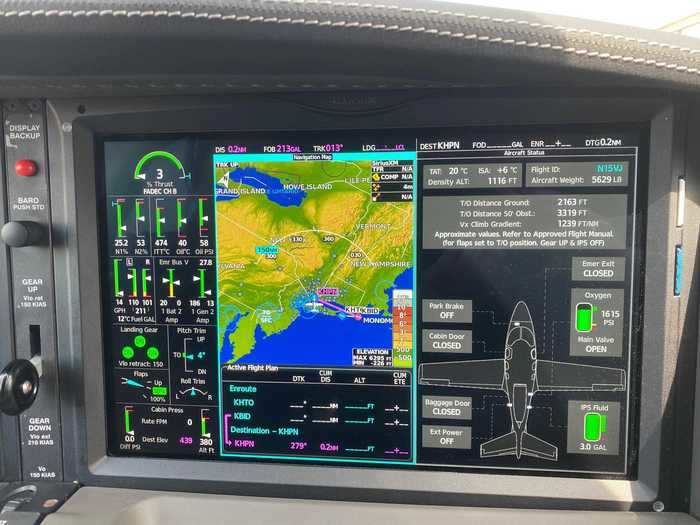 Everything the pilot could want to know about the aircraft could be found on the two screens from fuel burn to its checklists.