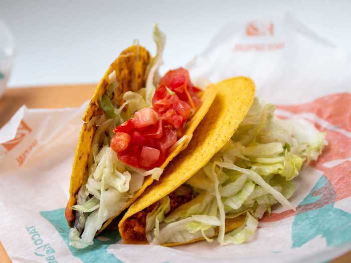 The vegan iteration of the Crunchy Taco Supreme comes with lettuce, tomato, and a protein of your choice.