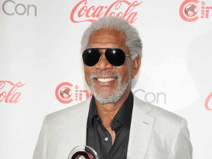 Film legend Morgan Freeman looked classy in a silver blazer, black dress shirt, and shades.