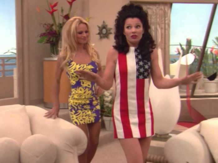 She also sported a minidress covered in an American flag print.