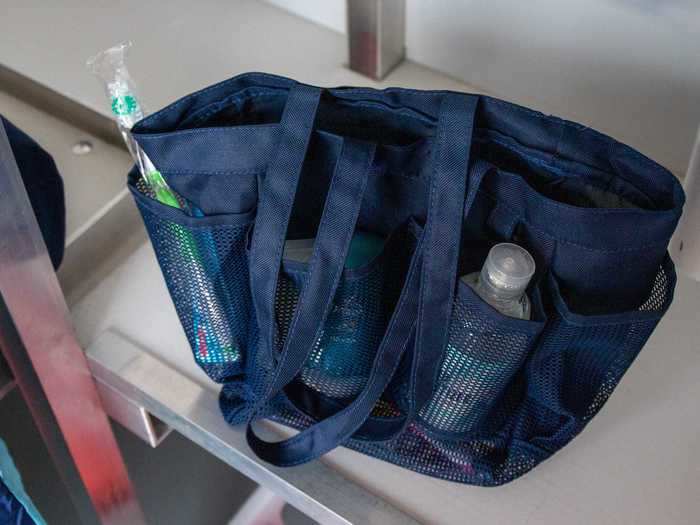 Occupants also get their own toiletries bag customized for men and women.