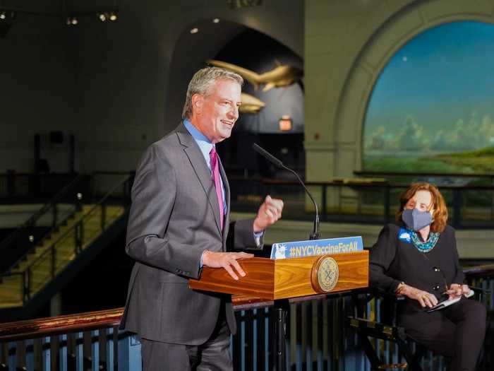 Mayor Bill DeBlasio said that the vaccination site was an example of how NYC found "a way to fight back that