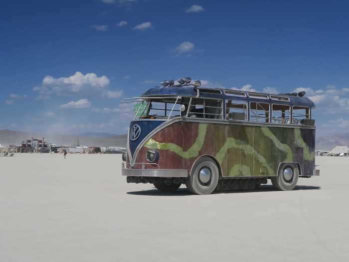 Art cars, also called mutant vehicles, navigate their way around the desert city, which is sometimes referred to as "the Playa."