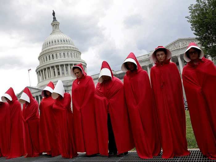 Real-life women have worn costumes based on "The Handmaid