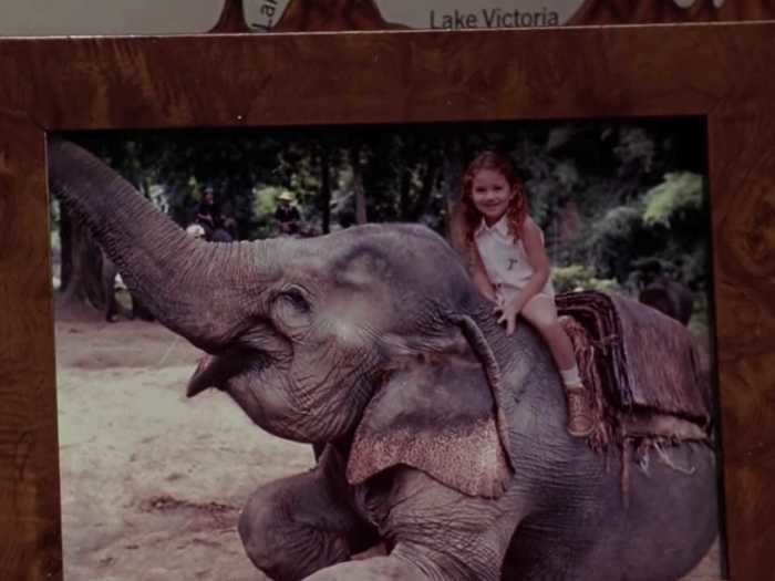 Cady seems to be riding an Asia elephant, not an African one, in the picture in her bedroom.