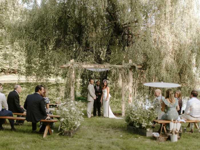 Barr and Klein said their vows under a custom-made chuppah.