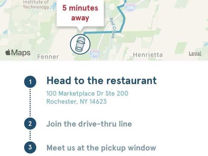 You can order before arriving at the restaurant, and the app directs you to exactly where to go and automatically notices when you arrive thanks to geofencing.