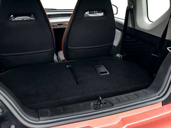 It has around 26 cubic feet of cargo space, roughly the same as a Fiat 500. Wuling says it can fit a stroller or two small suitcases.