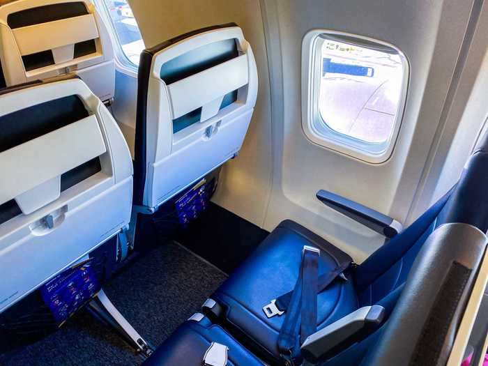 Seats towards the back only feature 29 inches of pitch, below average for full-service US airlines but common among ultra-low-cost carriers. But extra legroom or not, all seats are "slimline" with minimal padding and few amenities of which to speak.