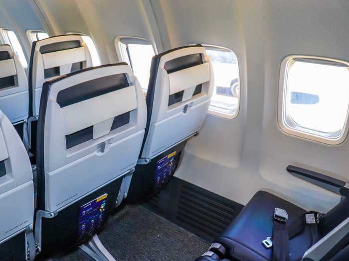 Seats closest to the front offer the most legroom, between 31 and 38 inches, and they