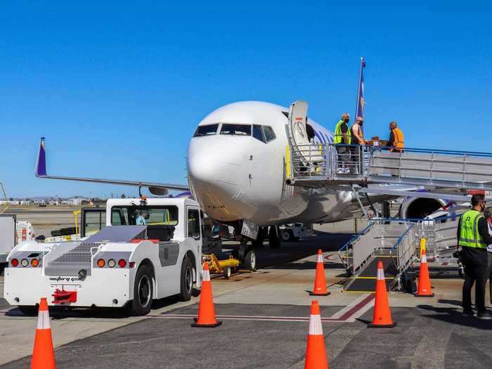 One of the perks of flying into and out of Burbank airport is ramps are used instead of jetways. It allows for great views of the aircraft.