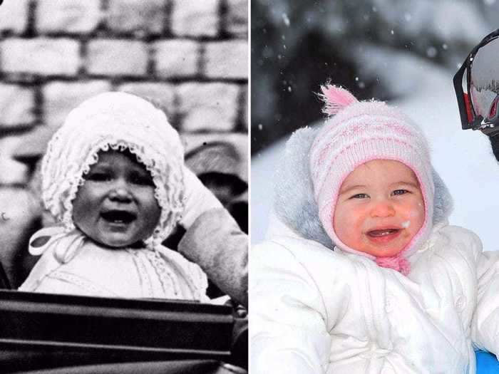 Perhaps more than anyone else in the royal family, Charlotte most closely resembled Queen Elizabeth II as a baby.