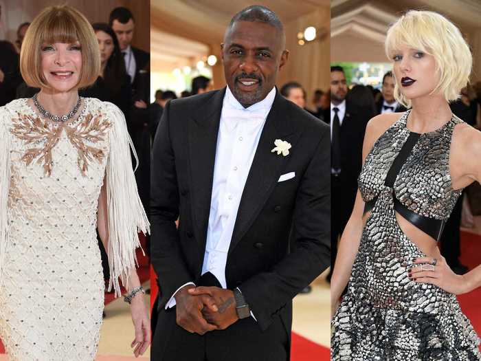 Idris Elba and Taylor Swift joined Wintour in 2016.