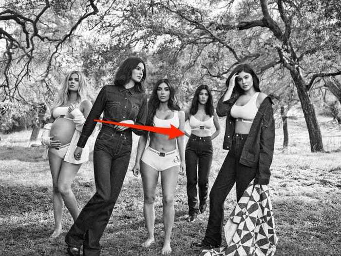 In 2018, the Kardashian and Jenner sisters posed together for a Calvin Klein underwear ad, but people pointed to the unnatural size of one of Kourtney