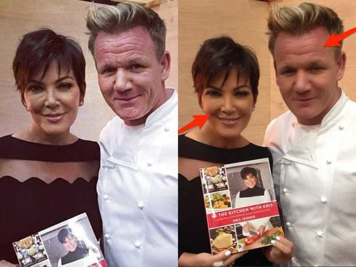 Chef Gordon Ramsay posted this picture of himself with Kris Jenner in 2014 ... but it looked totally different when Jenner later reposted it.