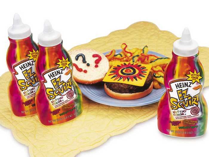 Heinz EZ Squirt was colorful ketchup in a squeeze bottle.