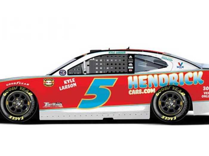 Kyle Larson will drive the No. 5 HendrickCars.com Throwback Chevrolet.