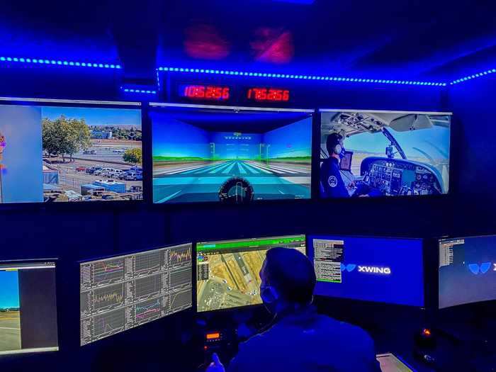 Back in the hangar is "mission control" where a remote operator watches over the flight and gives commands to the aircraft.