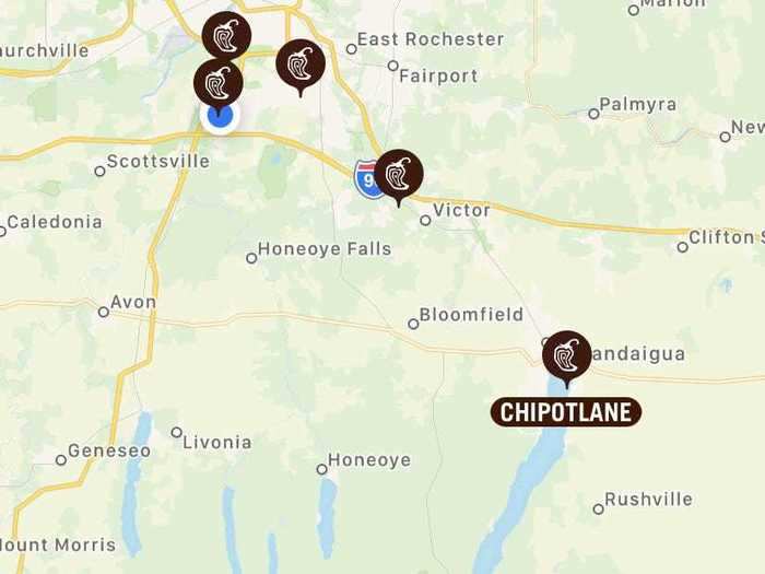 The app makes it easy to find a restaurant to order from, and it helpfully displays which ones are Chipotlanes.