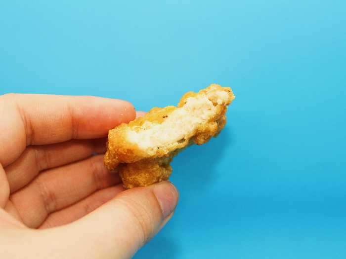 I thought the crispy fried coating of the chicken nuggets was seasoned well, but it was also a little thick and hard to bite into.