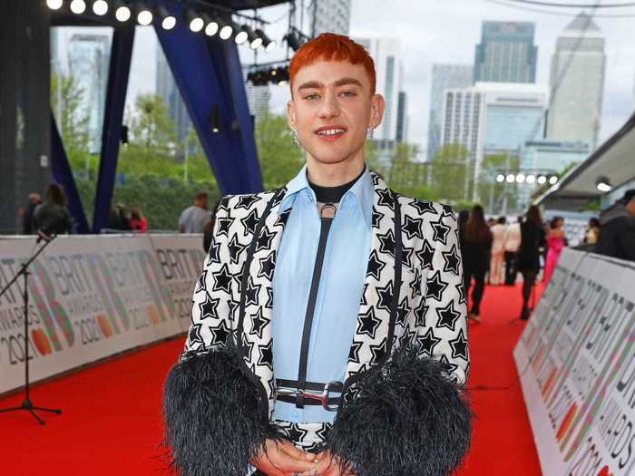 Musician Olly Alexander also opted for a suit with a bold print.