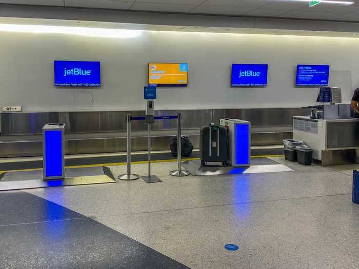 There were hand-sanitizing stations by the checked bag drop point.