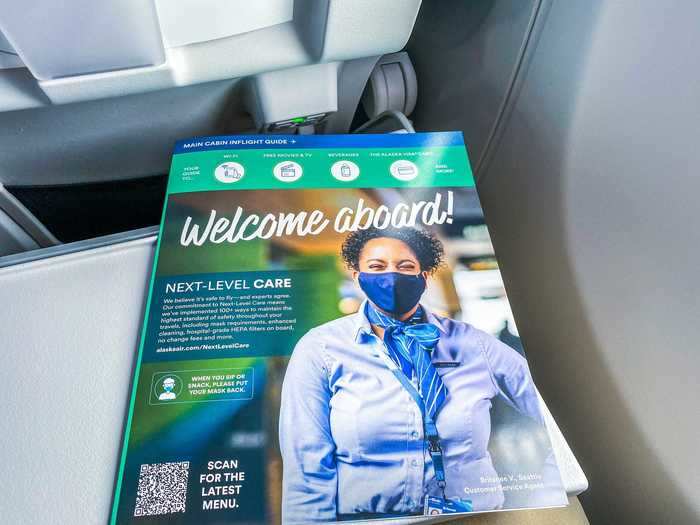 A pamphlet in the seat-back outlined Alaska