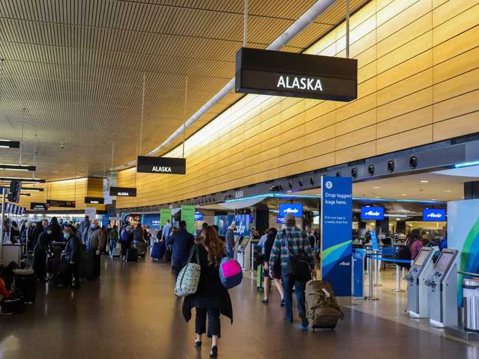 The first flight of the day was on Alaska from Seattle to Los Angeles, one of the airline