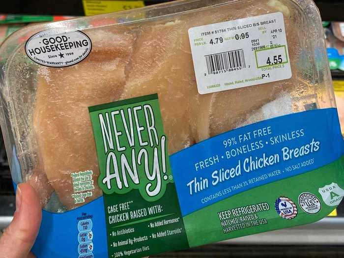 This Never Any! chicken is free of added antibiotics and hormones.