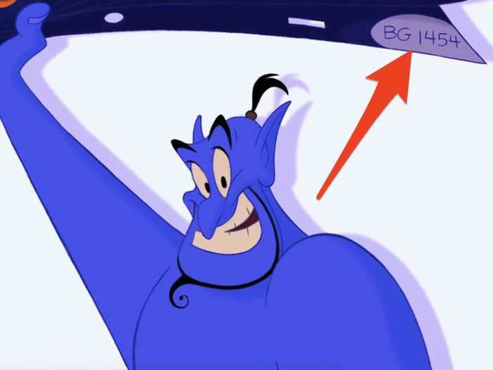 In the final scene of the movie, Genie pulls up the film reel, revealing the code "BG 1454."