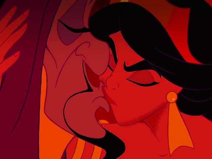 Jasmine is the only Disney princess who kisses a villain.