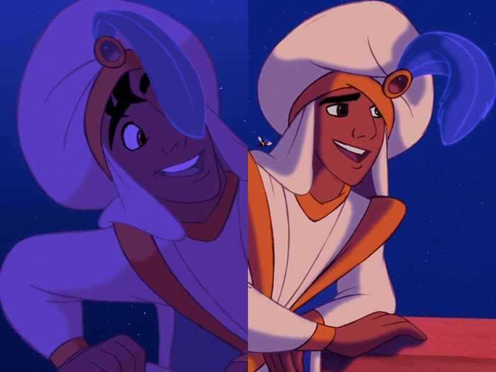 Every time Aladdin lies about his identity, the feather from his hat falls into his face.