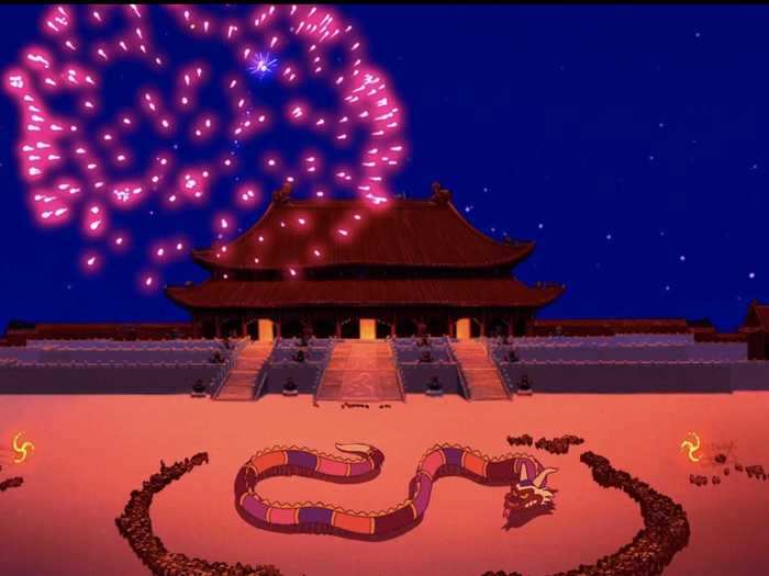 Aladdin and Jasmine end their carpet ride watching a firework show in China.