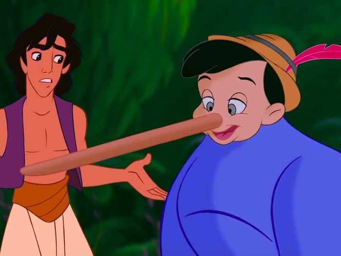 Genie references another Disney movie to call Aladdin a liar.