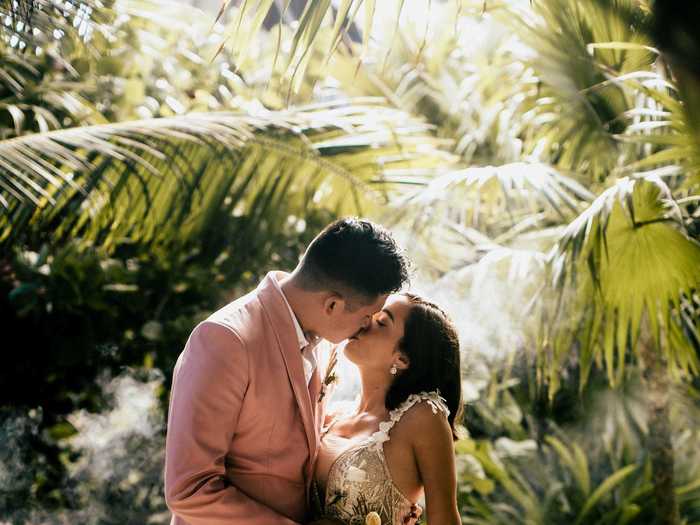 The couple had a first look ahead of their ceremony.