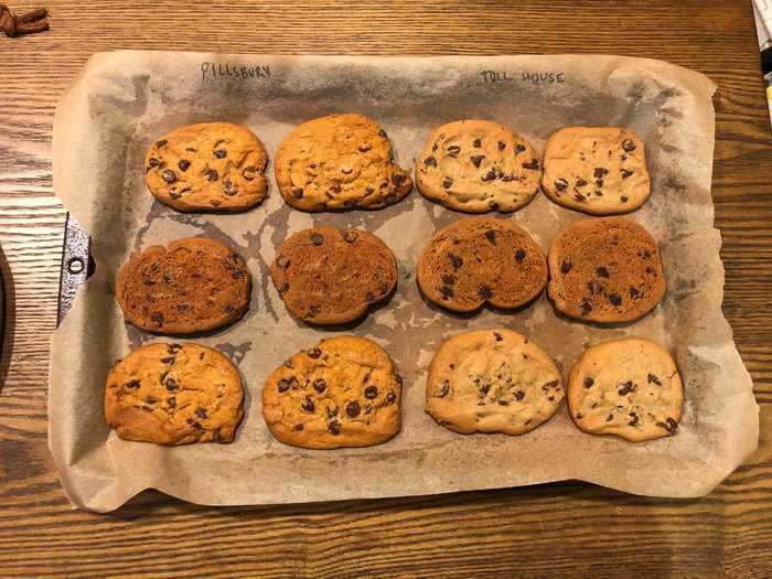 When I pulled them out at the 14-minute mark, both cookies were golden brown and had cooked through more in the center. I thought they had a nice brown color on the bottom.