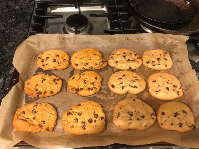 I checked on the cookies after 12 minutes and thought both needed a little more time in the oven.