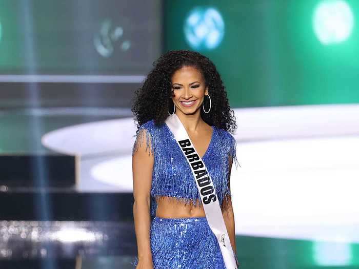 Miss Barbados Hillary-Ann Williams wore a tasseled two-piece for the opening of the show.