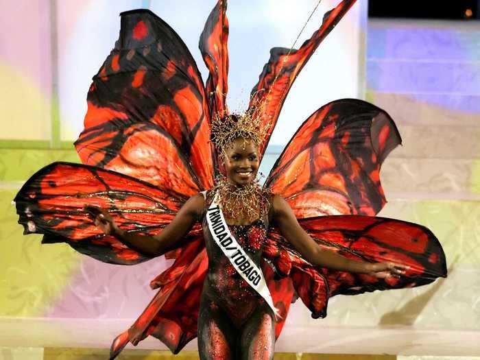 Miss Trinidad and Tobago Universe 2006, Kenisha Thom, turned into a butterfly.