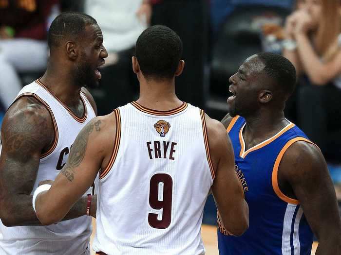 Things boiled over in the 2016 Finals. With the Warriors leading 3-1, Draymond Green was suspended for a flagrant foul on James, opening the window for the Cavs to make a comeback.