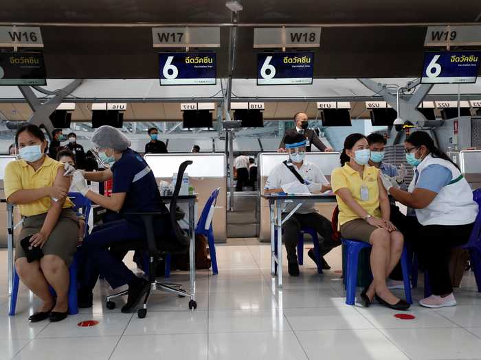 In Thailand, people are queueing up at the airport, not to check in to a flight, but to get their COVID-19 shots instead.