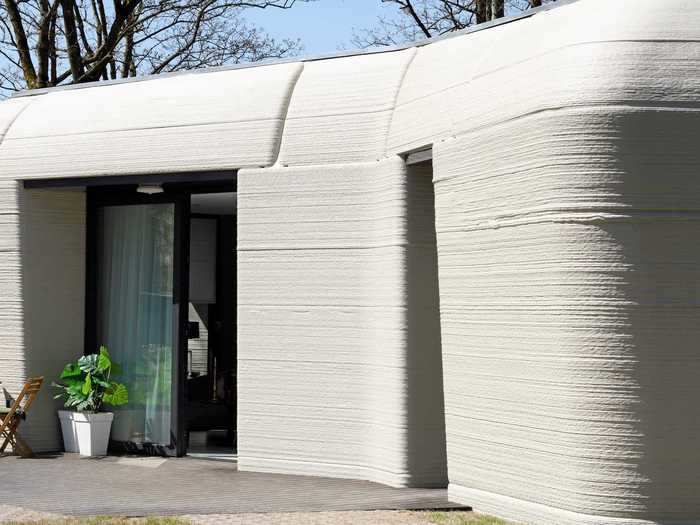 This new home is made up of 24 concrete pieces that were printed at a printing plant.