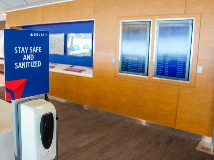 Hand sanitizer stations were also scattered throughout the lounge.