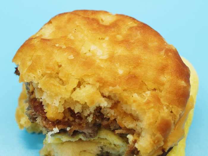 There were small pockets of butter or oil on the top of the biscuit.