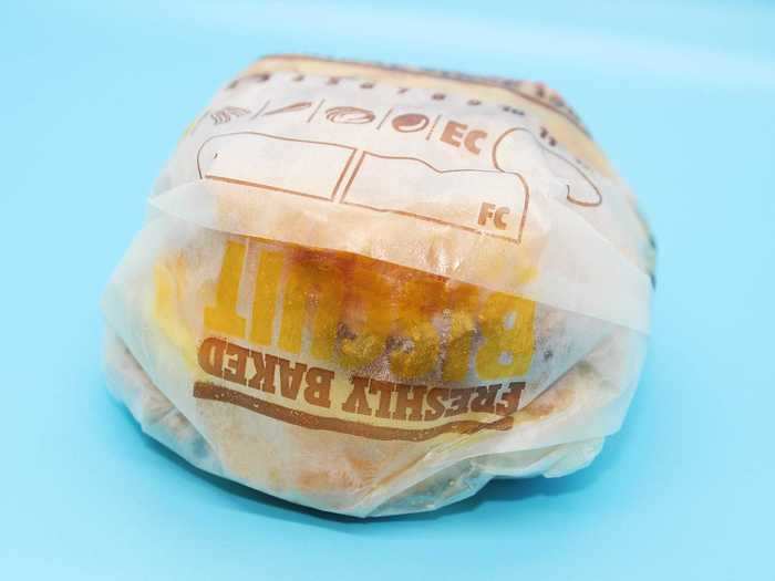 I also got a sausage, egg, and cheese biscuit breakfast sandwich from Burger King.