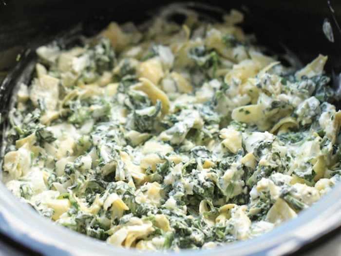 Dips, such as this creamy spinach and artichoke dip, are also easily made in a slow cooker.