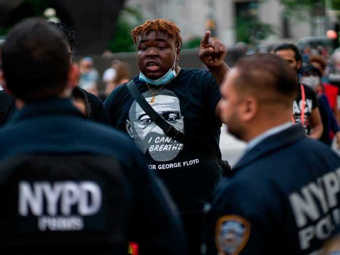 Protesters took to the streets in New York.