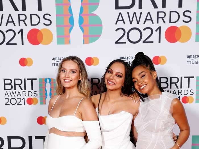 Little Mix looked like angels in matching white gowns at the BRIT Awards.
